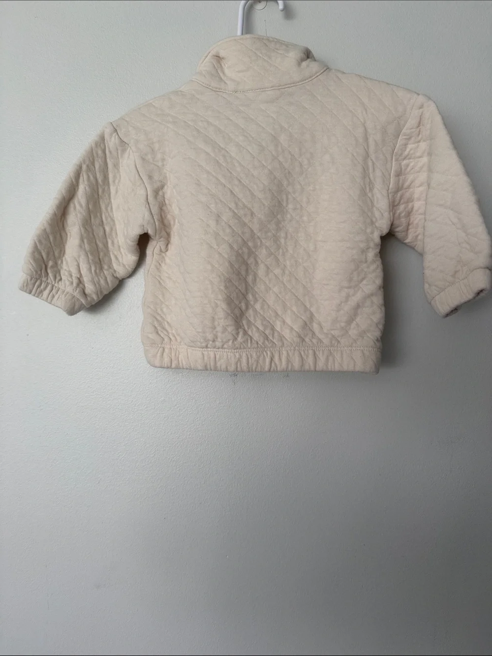 Kids Quilted Half-Zip Pullover - Cream